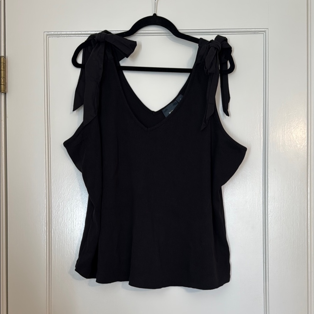 Anthropologie Elegant Black Tank with Bow Straps